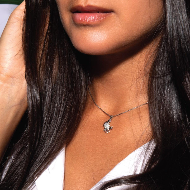 Tropic of Cancer | .925 Sterling Silver | Crystal Sea Crab Infinity Clasp Necklace