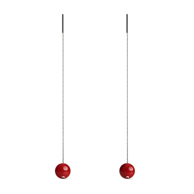 Coral | .925 Sterling Silver | Gemstone Chain Drop Threader Earrings