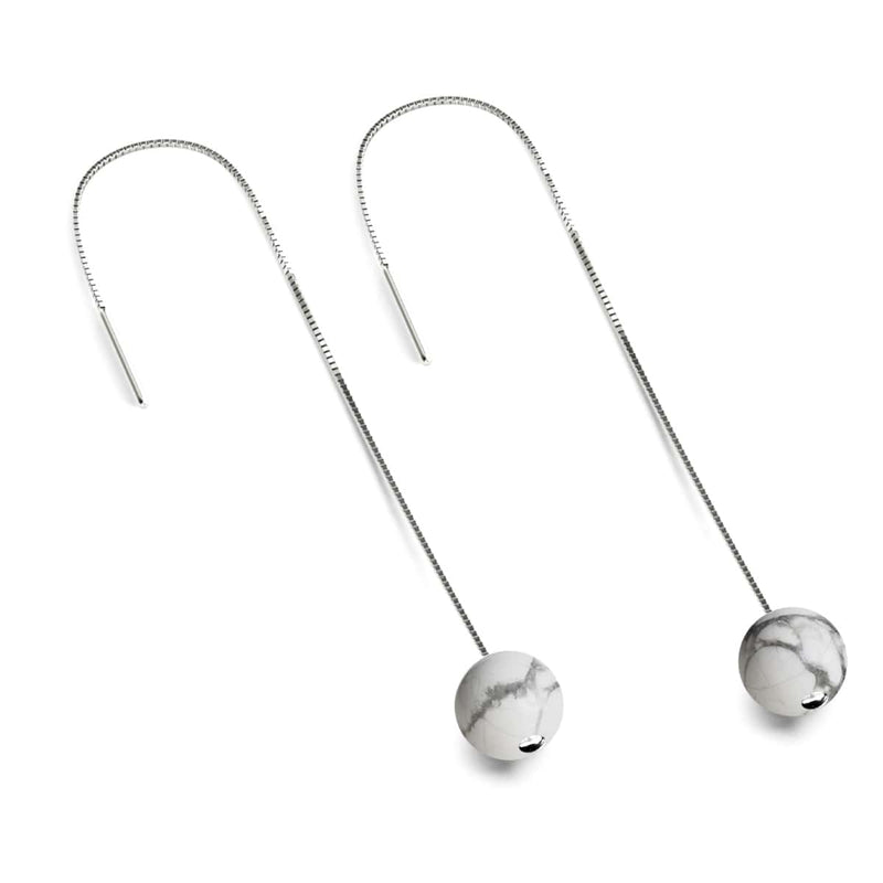 Howlite | .925 Sterling Silver | Gemstone Chain Drop Threader Earrings