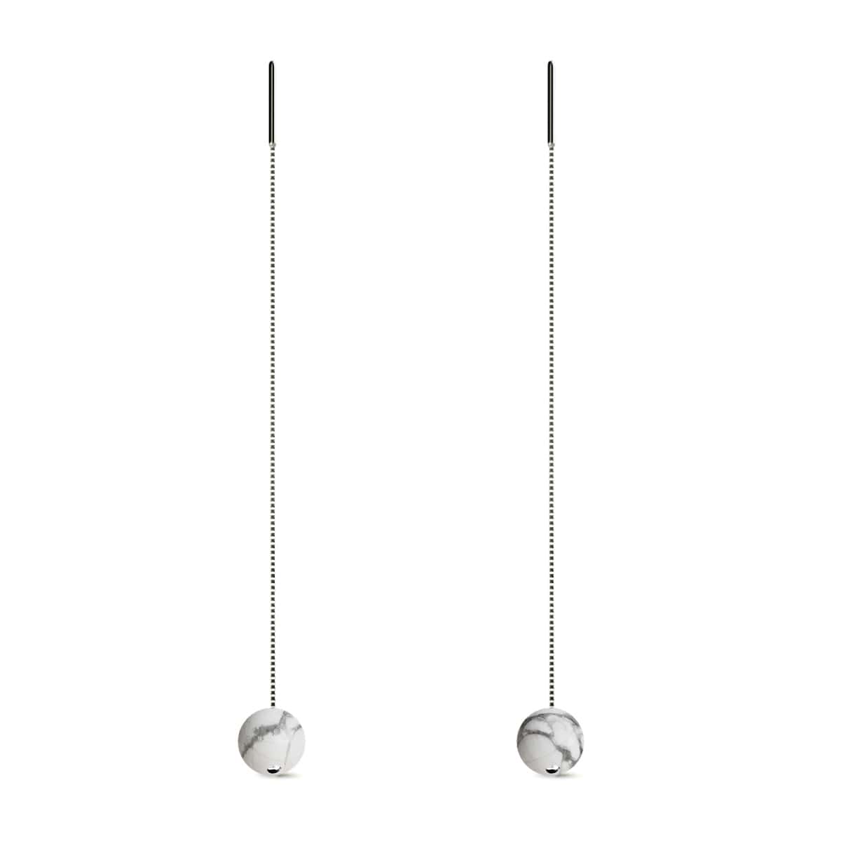 Howlite | .925 Sterling Silver | Gemstone Chain Drop Threader Earrings