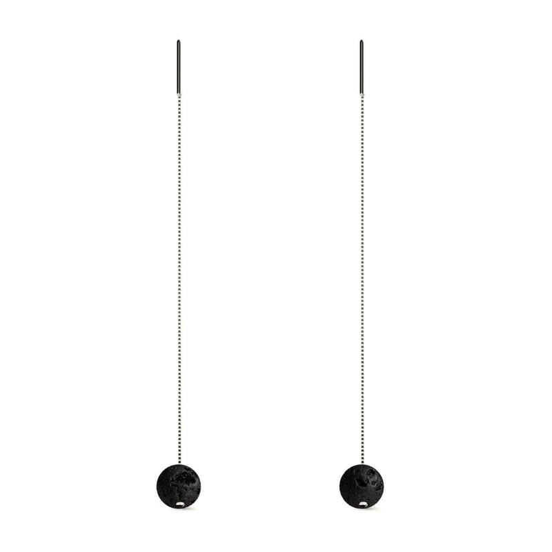 Lava Rock Diffuser | .925 Sterling Silver | Gemstone Chain Drop Threader Earrings