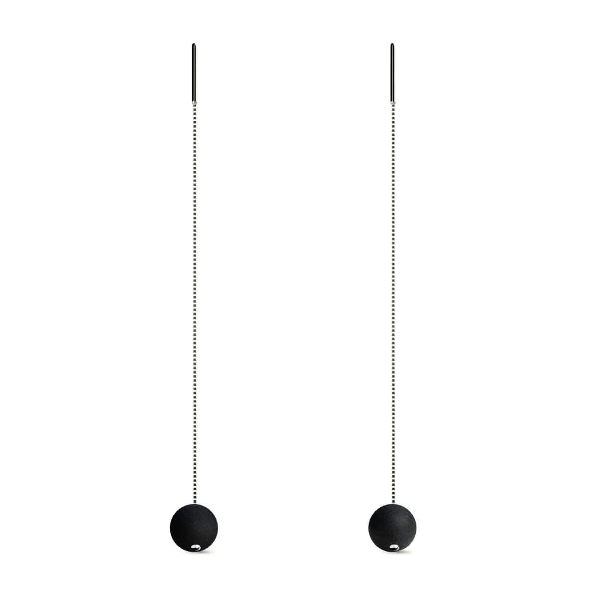 Matte Black Agate | .925 Sterling Silver | Chain Drop Threader Gemstone Earrings
