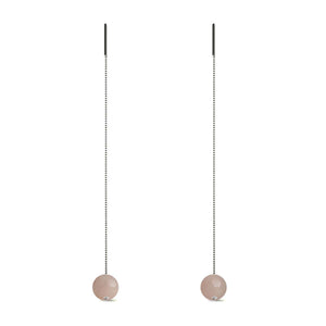 Pink Aventurine | .925 Sterling Silver | Gemstone Chain Drop Threader Earrings