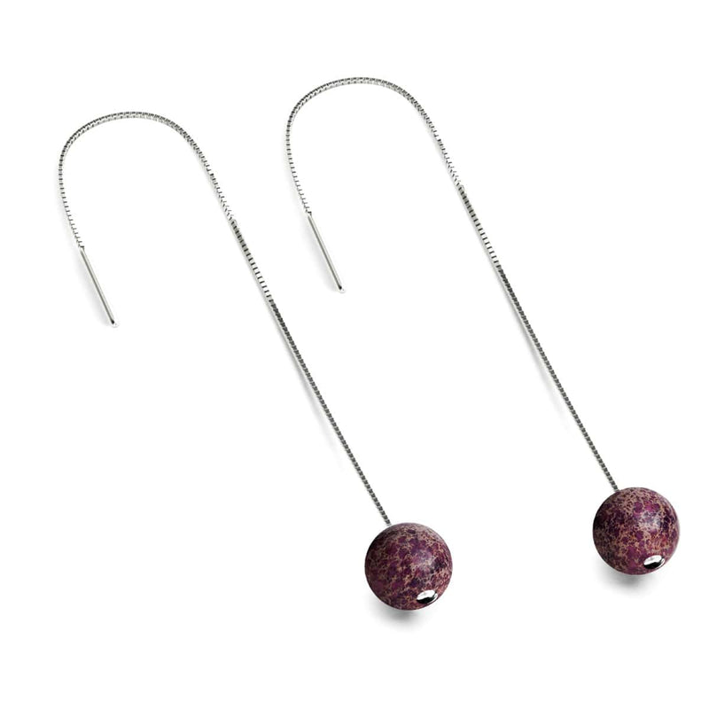 Purple Regalite | .925 Sterling Silver | Gemstone Chain Drop Threader Earrings