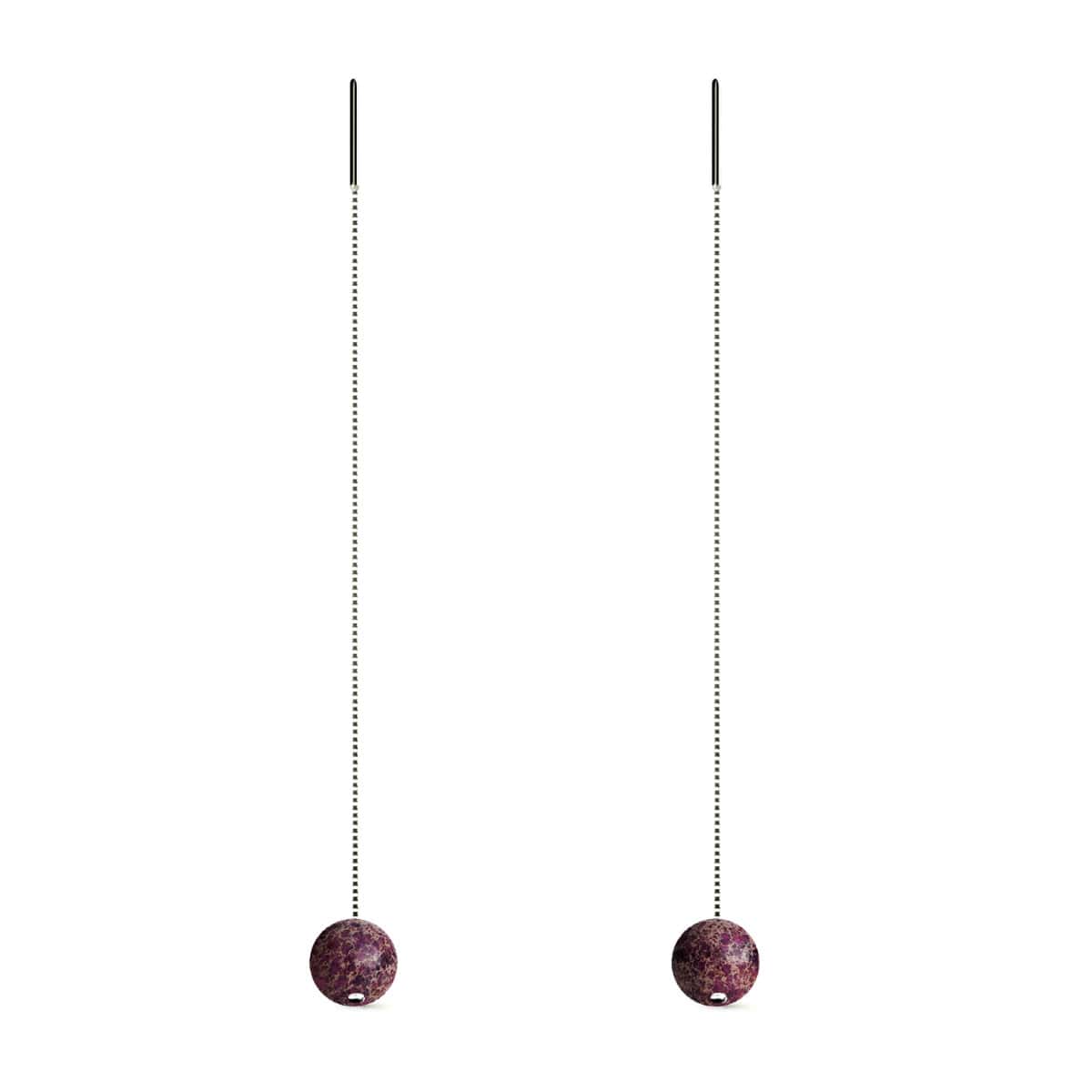Purple Regalite | .925 Sterling Silver | Gemstone Chain Drop Threader Earrings