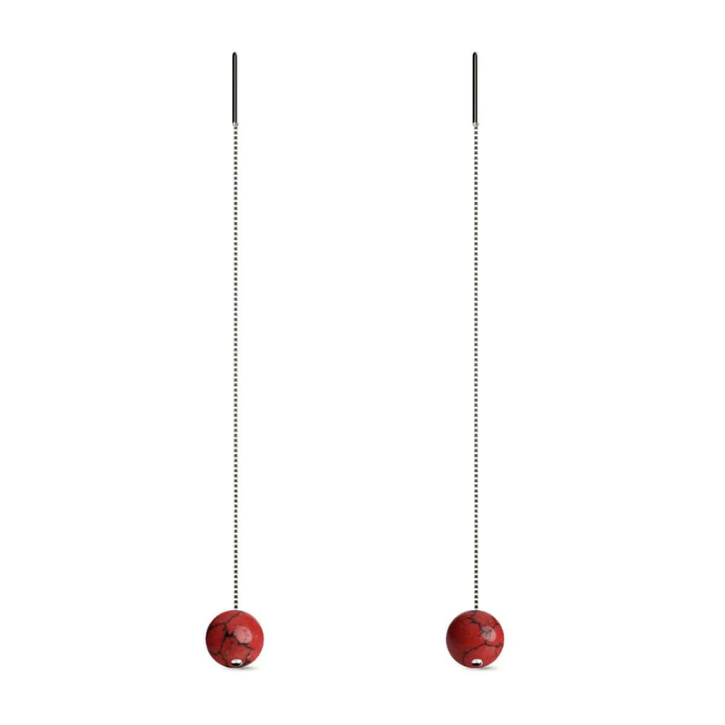 Red Turquoise | .925 Sterling Silver | Gemstone Chain Drop Threader Earrings