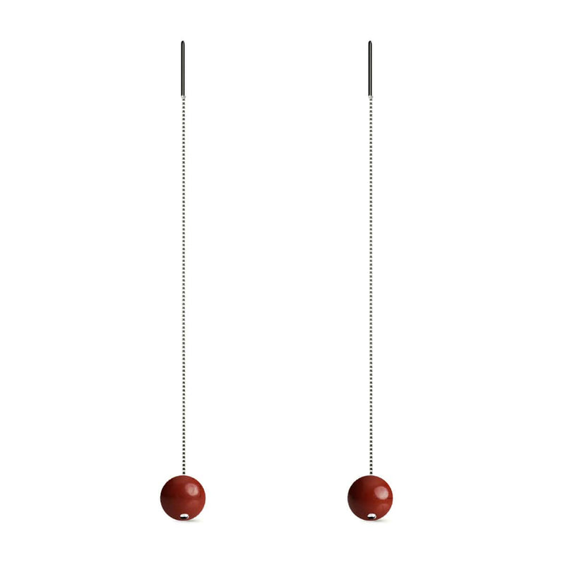 Rhodonite | .925 Sterling Silver | Gemstone Chain Drop Threader Earrings