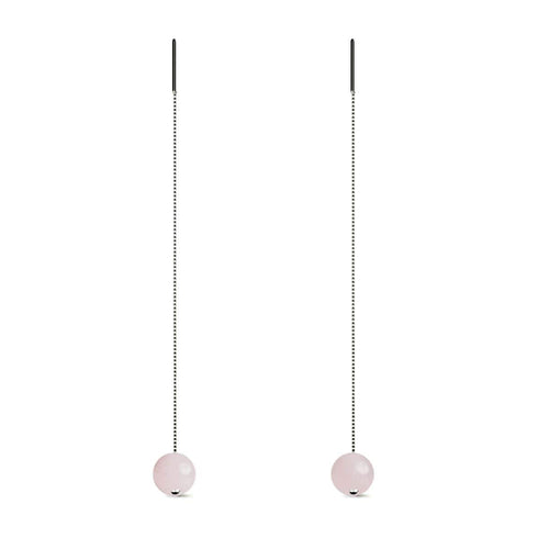 Rose Quartz | .925 Sterling Silver | Chain Drop Threader Gemstone Earrings