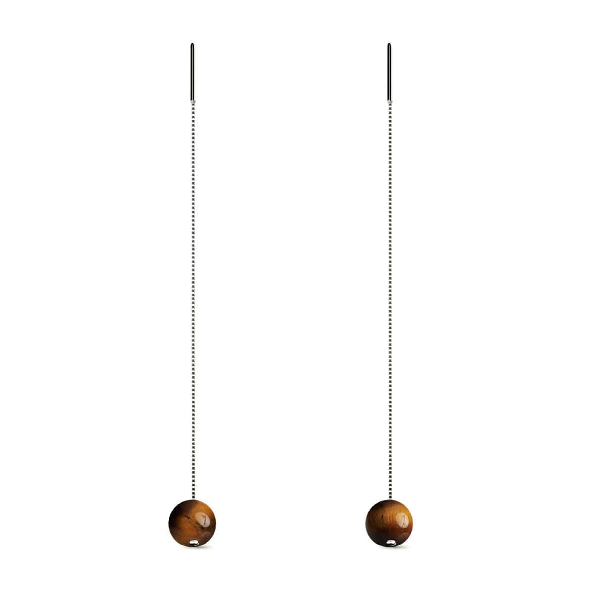 Tigers Eye | .925 Sterling Silver | Chain Drop Threader Gemstone Earrings