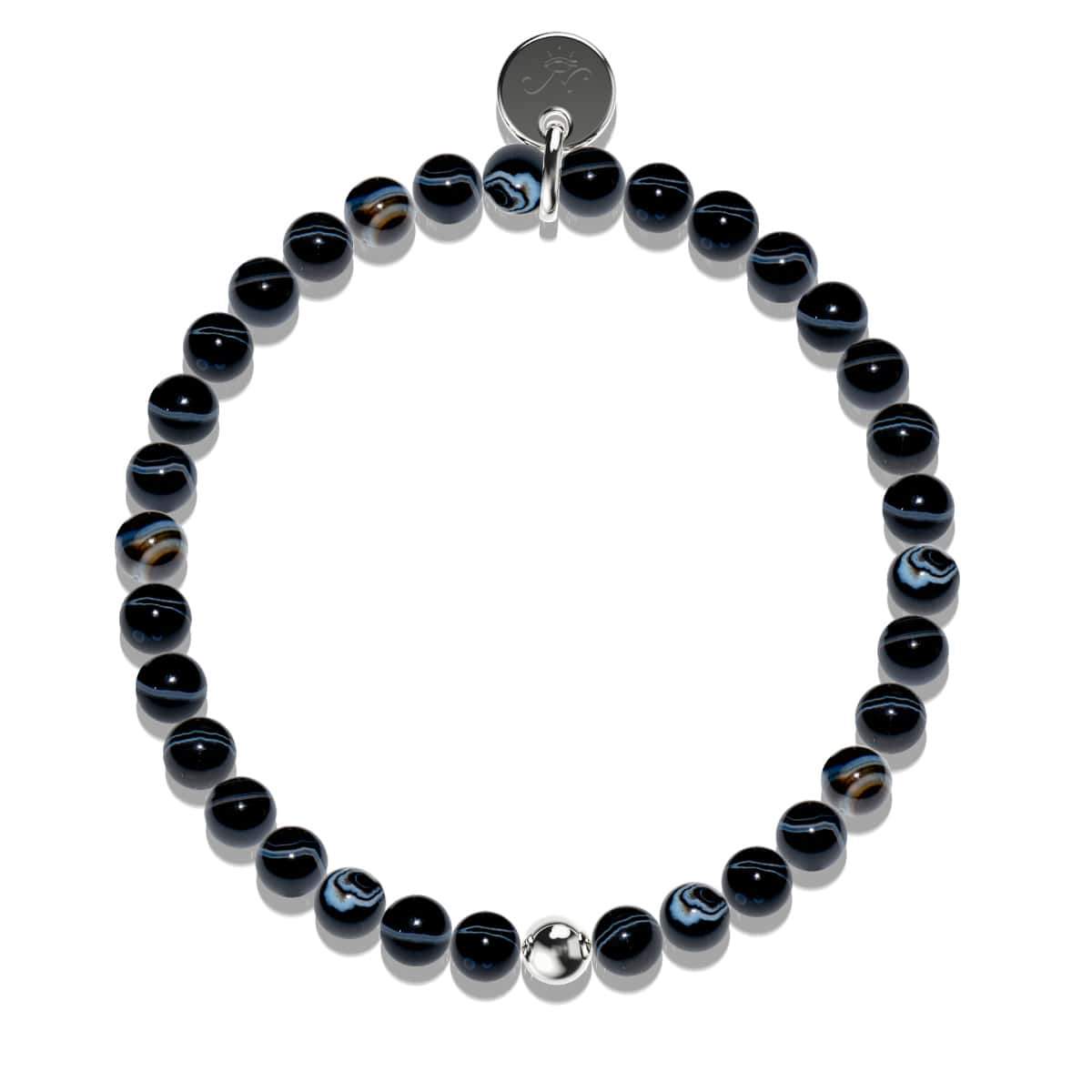 Black Line Agate | .925 Sterling Silver | Healing Gemstone Bead Bracelet