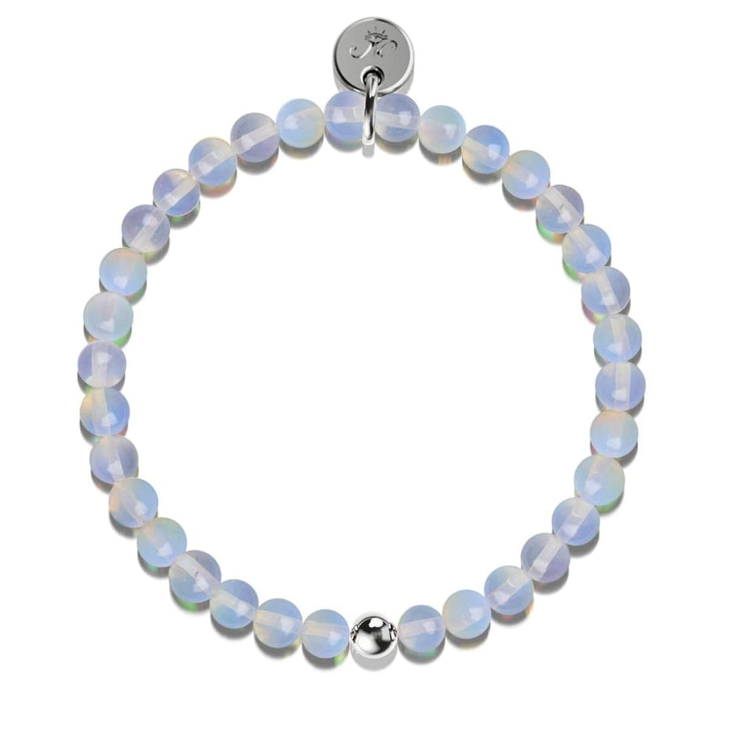 Opal Moonstone | .925 Sterling Silver | Healing Gemstone Bead Bracelet