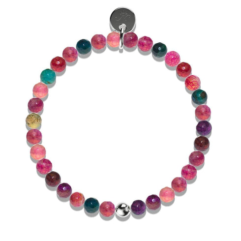 Rainbow Agate | .925 Sterling Silver | Healing Gemstone Bead Bracelet