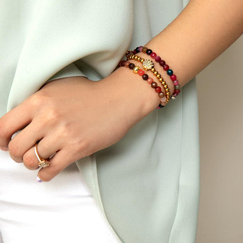 Rainbow Agate | .925 Sterling Silver | Healing Gemstone Bead Bracelet