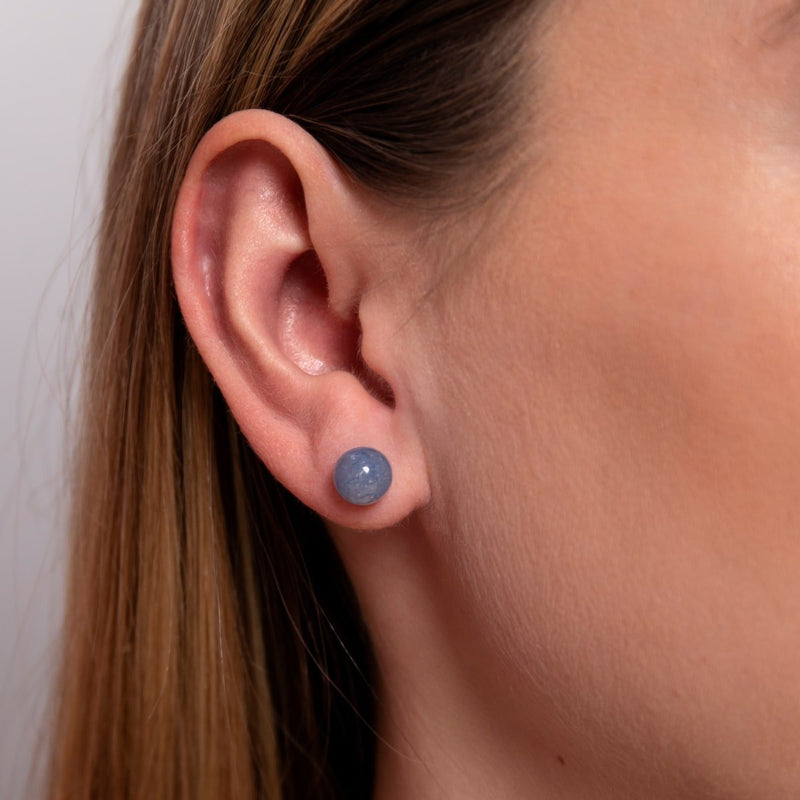 Blue Aventurine | .925 Sterling Silver | Gemstone Stud Earrings