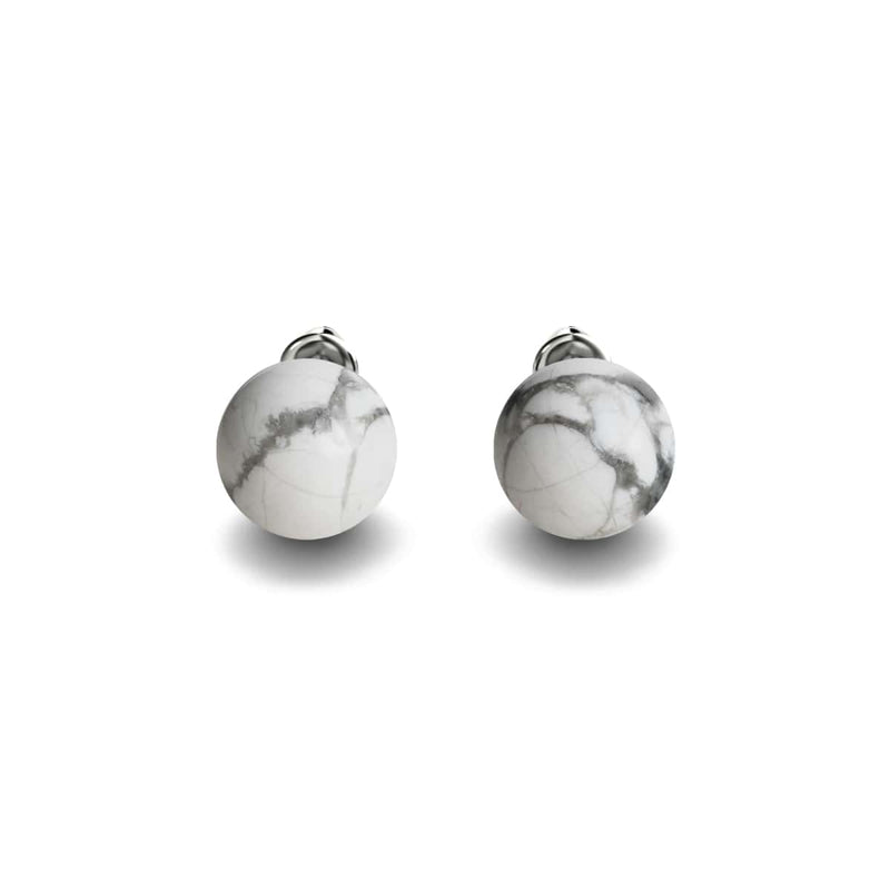 Howlite | .925 Sterling Silver | Gemstone Stud Earrings