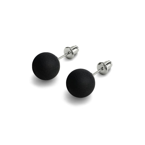 Matte Black Agate | .925 Sterling Silver | Gemstone Stud Earrings