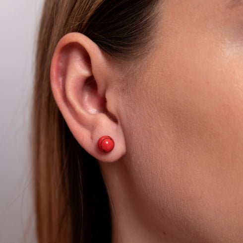 Red Turquoise | .925 Sterling Silver | Gemstone Stud Earrings