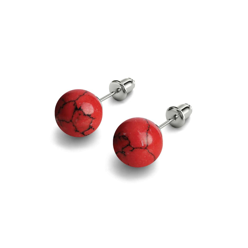 Red Turquoise | .925 Sterling Silver | Gemstone Stud Earrings