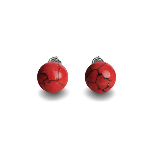 Red Turquoise | .925 Sterling Silver | Gemstone Stud Earrings