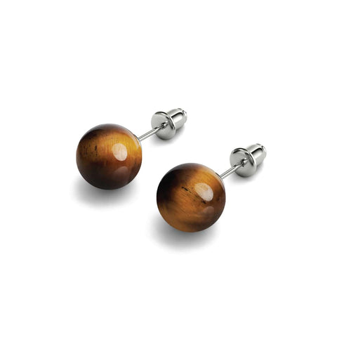 Tigers Eye | .925 Sterling Silver | Gemstone Stud Earrings