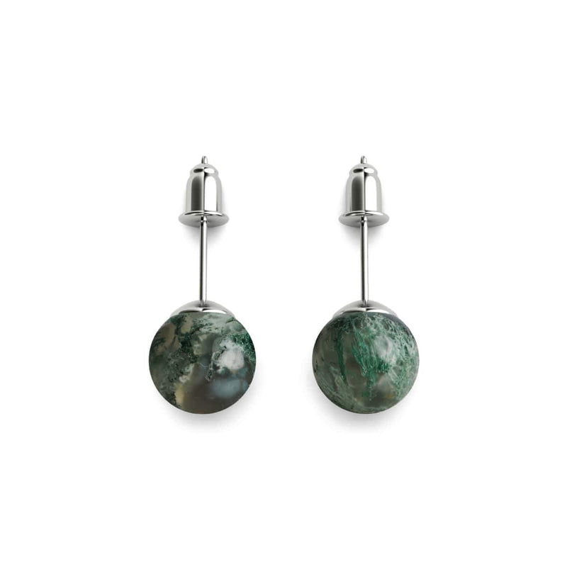 Tree Agate | .925 Sterling Silver | Gemstone Stud Earrings