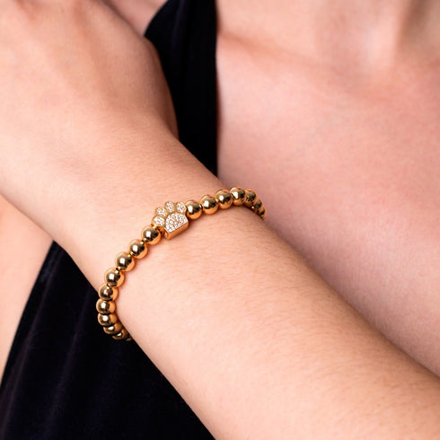 Paw | .925 Sterling Gold Vermeil | CZ Diamond Pup Print Bracelet