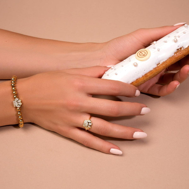 Paw | .925 Sterling Gold Vermeil | CZ Diamond Pup Print Bracelet