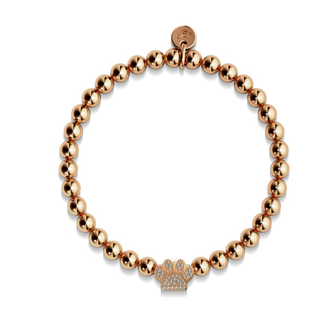 Paw | .925 Sterling Silver Rose Gold Vermeil | CZ Diamond Pup Print Bracelet