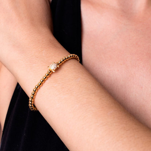 Tortuga | .925 Sterling Gold Vermeil | CZ Diamond Sea Turtle Bracelet