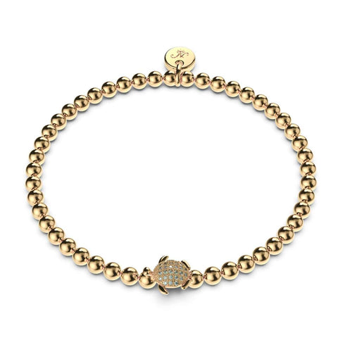 Tortuga | .925 Sterling Gold Vermeil | CZ Diamond Sea Turtle Bracelet