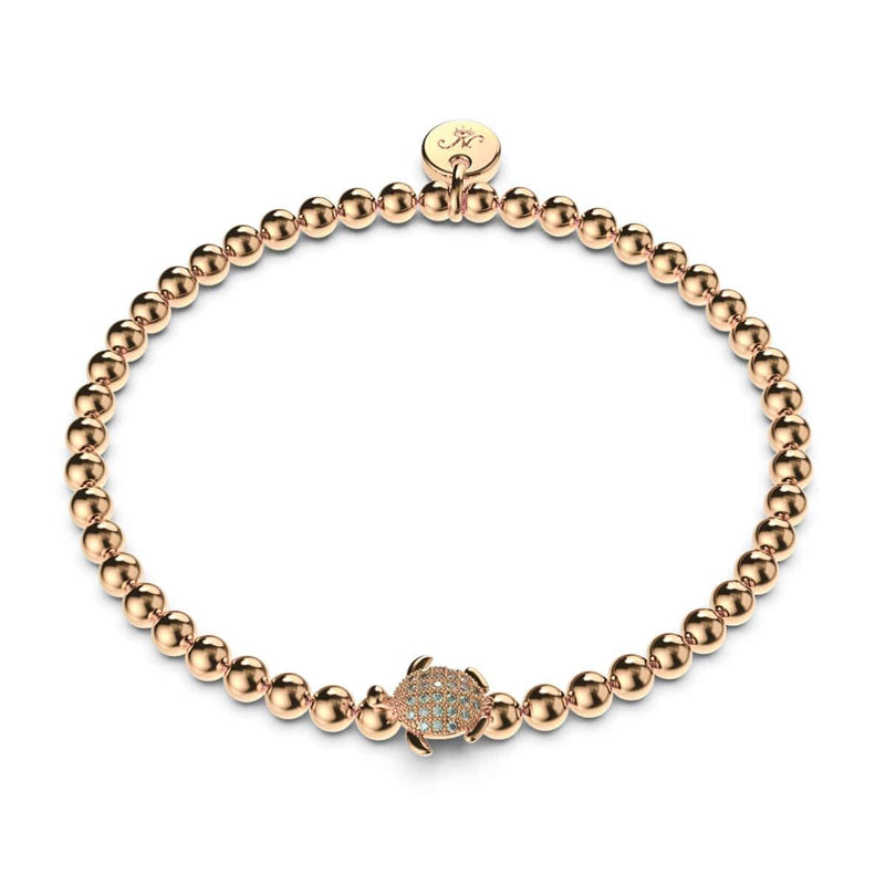 Tortuga | .925 Sterling Silver Rose Gold Vermeil | CZ Diamond Sea Turtle Bracelet
