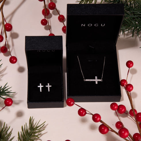 Blessed | .925 Sterling Silver | CZ Diamond Cross Earrings