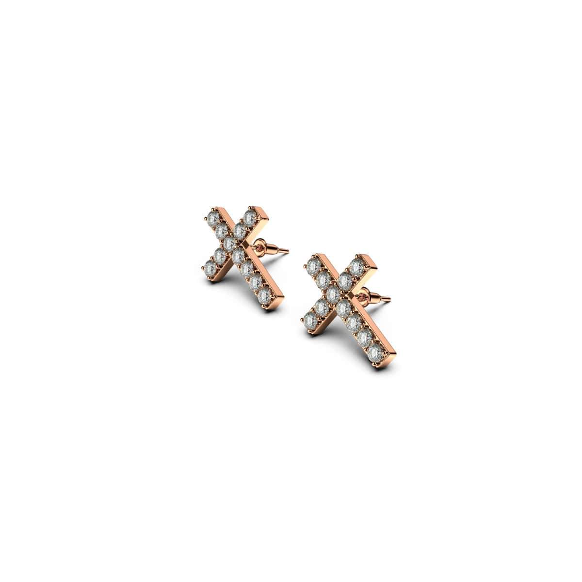 Blessed | Rose Gold Vermeil | CZ Diamond Cross Earrings