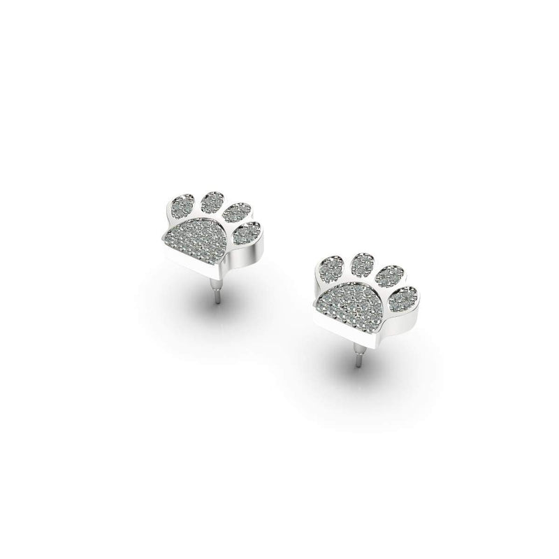 Paw | .925 Sterling Silver | CZ Diamond Pup Print Earrings