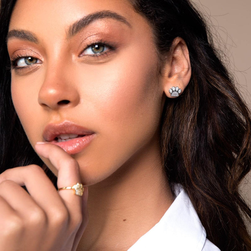 Paw | .925 Sterling Silver | CZ Diamond Pup Print Earrings