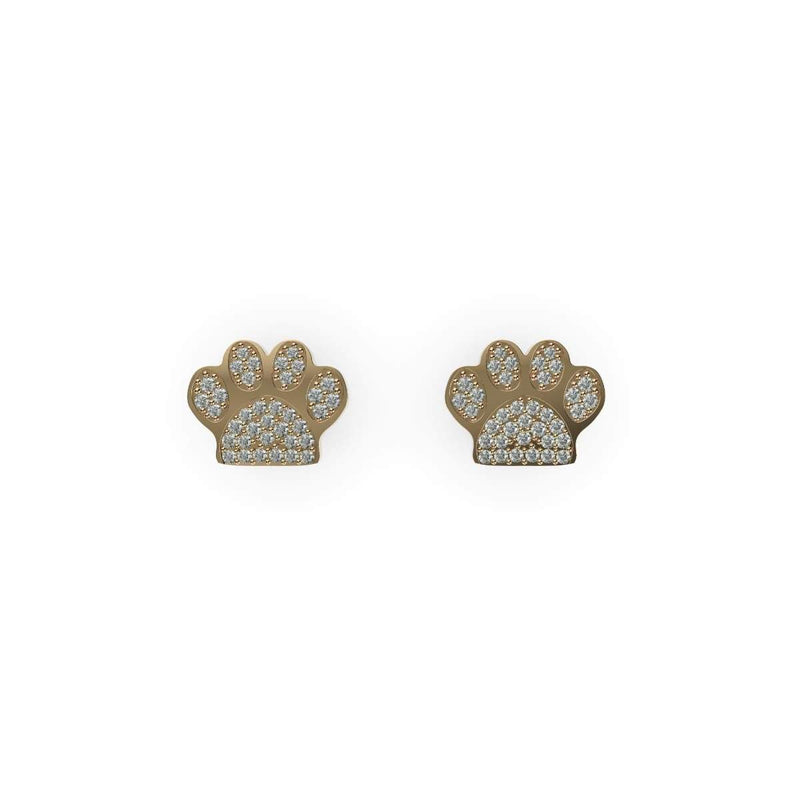 Paw | Gold Vermeil | CZ Diamond Pup Print Earrings