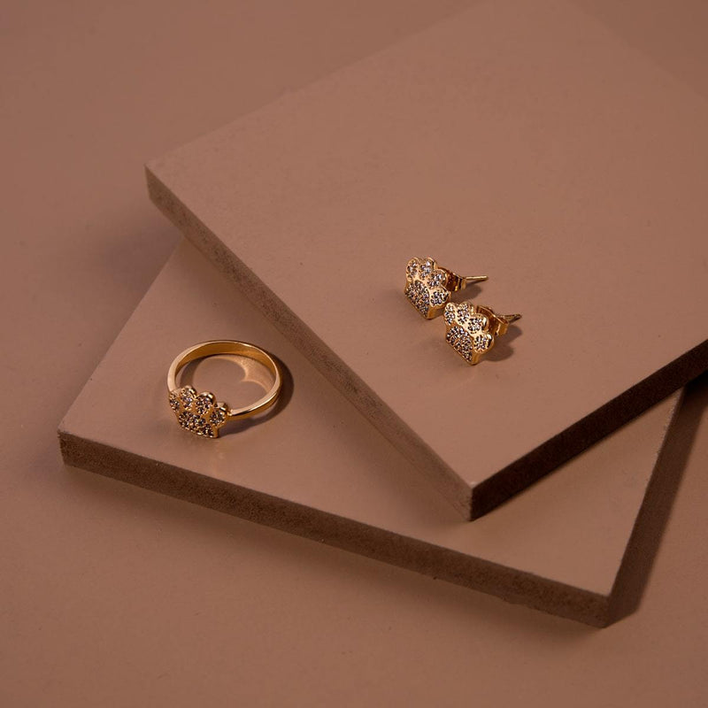 Paw | Gold Vermeil | CZ Diamond Pup Print Earrings