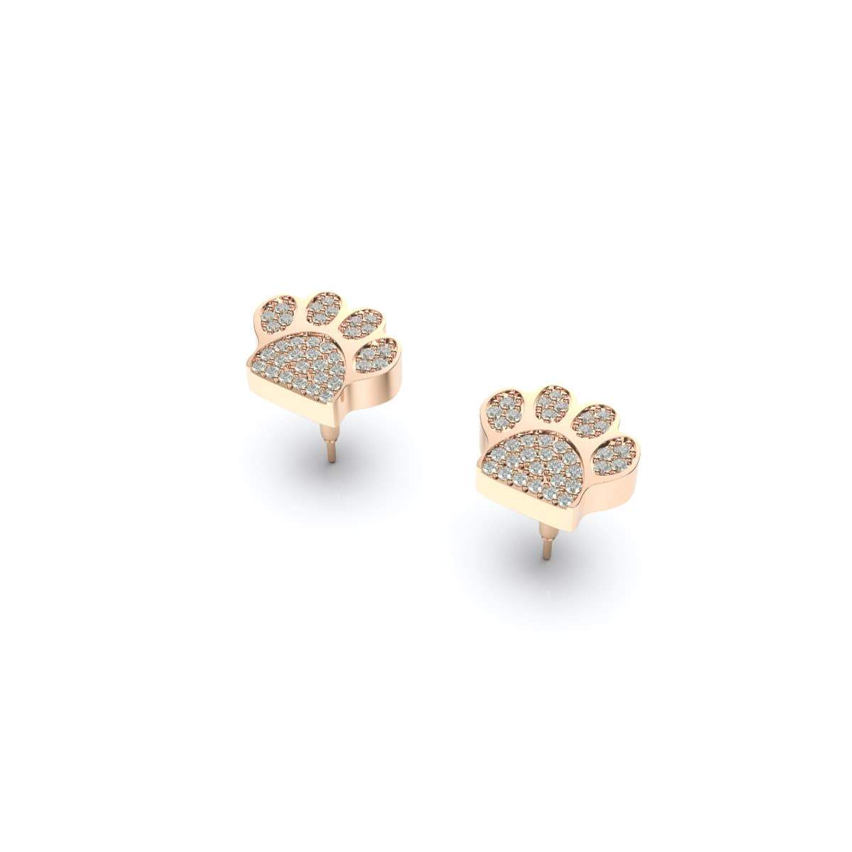 Paw | Rose Gold Vermeil | CZ Diamond Pup Print Earrings