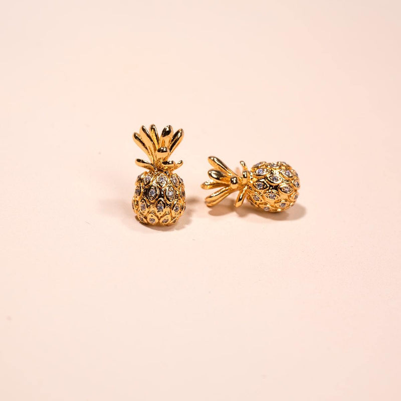 Pina Colada | Gold Vermeil | CZ Diamond Pineapple Earrings