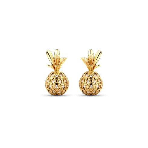 Pina Colada | Gold Vermeil | CZ Diamond Pineapple Earrings