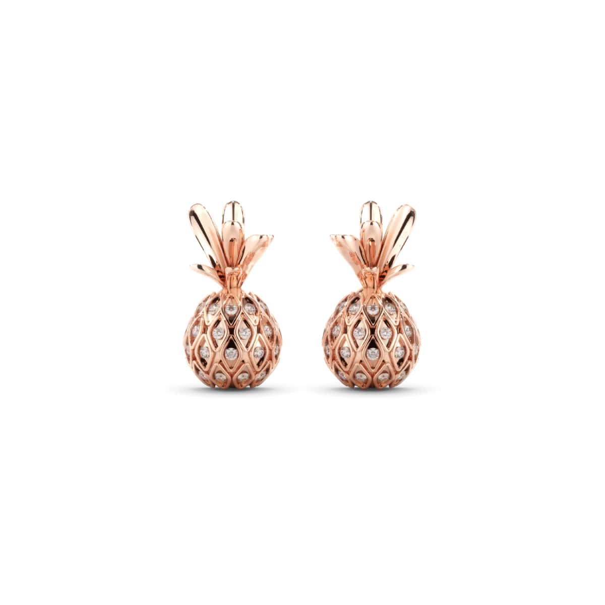 Pina Colada | Rose Gold Vermeil | CZ Diamond Pineapple Earrings