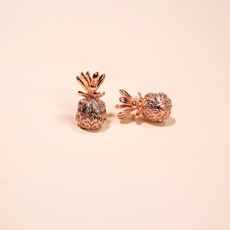 Pina Colada | Rose Gold Vermeil | CZ Diamond Pineapple Earrings