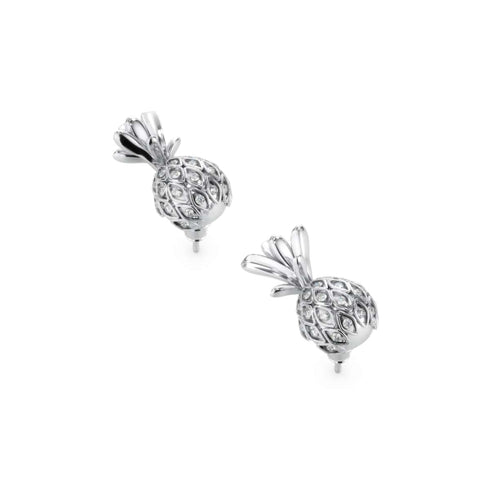 Pina Colada | White Gold Vermeil | CZ Diamond Pineapple Earrings