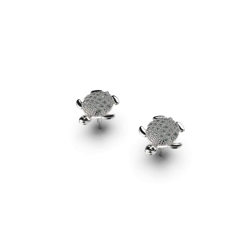 Tortuga | .925 Sterling Silver | CZ Diamond Sea Turtle Earrings