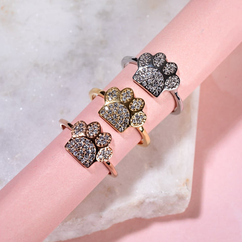 Paw | .925 Sterling Silver | CZ Diamond Pup Print Ring