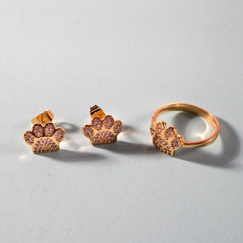 Paw | Gold Vermeil | CZ Diamond Pup Print Ring