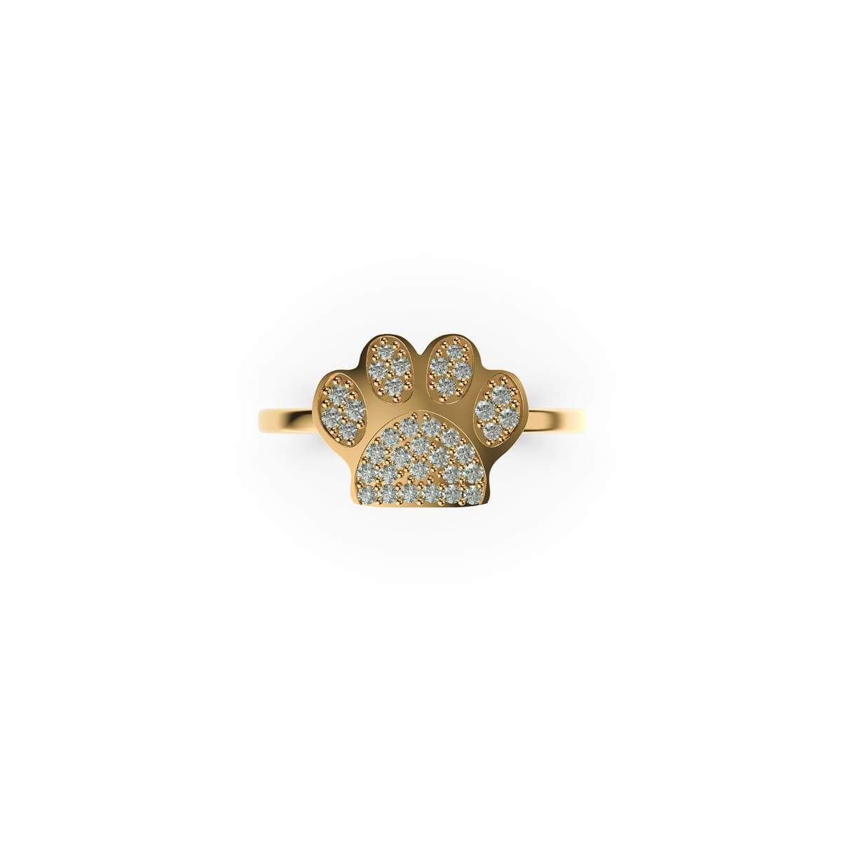 Paw | Gold Vermeil | CZ Diamond Pup Print Ring