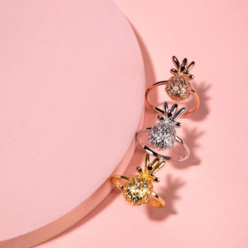 Pina Colada | Rose Gold Vermeil | CZ Diamond Pineapple Ring
