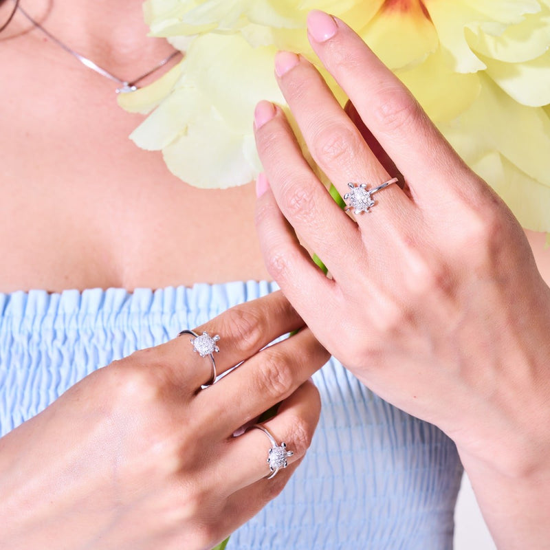 Tortuga | .925 Sterling Silver | CZ Diamond Sea Turtle Ring