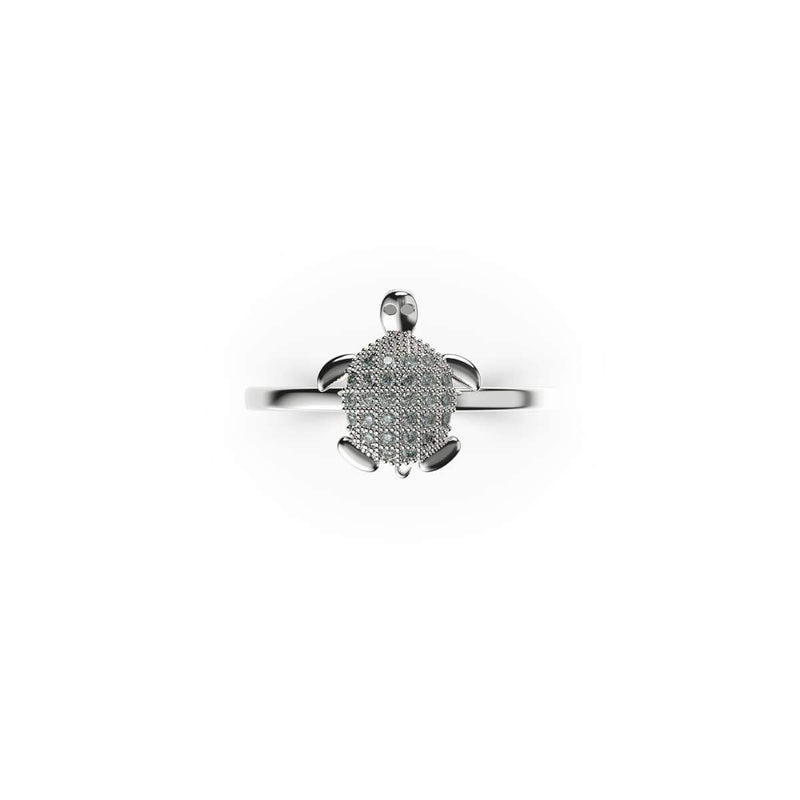 Tortuga | .925 Sterling Silver | CZ Diamond Sea Turtle Ring